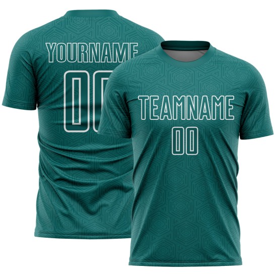 Sublimation Geometric Shape Jersey White Sports Soccer Teal Custom Uniform Sublimation Geometric Shape Jersey White Sports Soccer Teal Custom Uniform