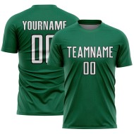 Jersey Shape Sublimation Uniform Green Geometric Soccer Kelly White-Black Custom Sports